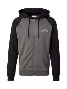 Толстовка с капюшоном на молнии JACK & JONES Zip-Up Hoodie JJRICKY, темно-серый