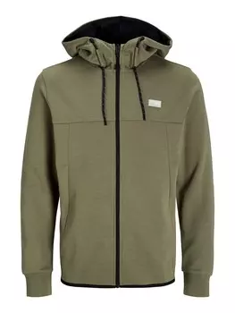 Толстовка с капюшоном на молнии JACK & JONES JCOAir, оливковый