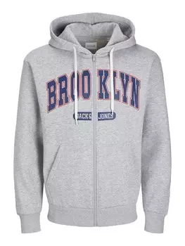 Толстовка с капюшоном на молнии JACK & JONES Bradley, пятнистый серый