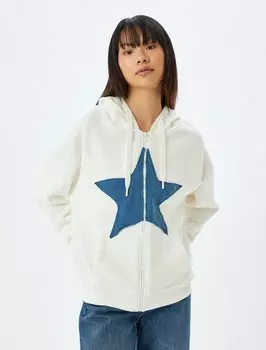 Толстовка с капюшоном на молнии Koton, белый