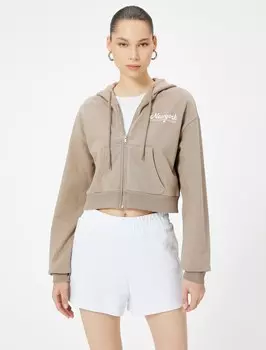 Толстовка с капюшоном на молнии Koton, коричневый