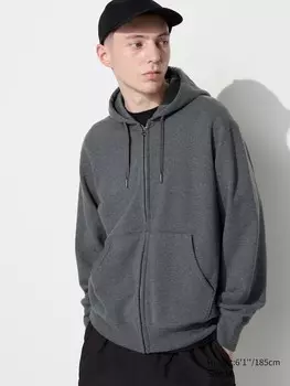 Толстовка с капюшоном на молнии от пота Uniqlo, серый