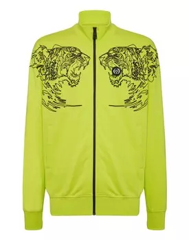Толстовка с капюшоном на молнии Plein Sport Tiger, цвет Limone
