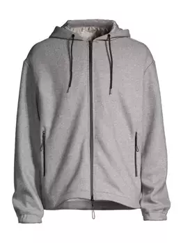 Толстовка с капюшоном на молнии приталенного кроя Saks Fifth Avenue, цвет gull