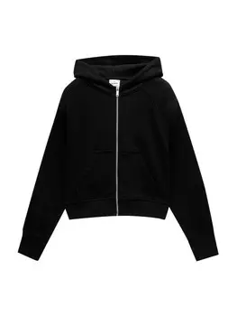 Толстовка с капюшоном на молнии Pull&Bear, черный