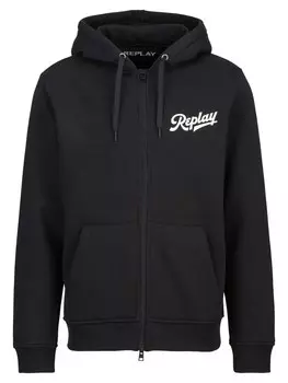 Толстовка с капюшоном на молнии REPLAY, черный