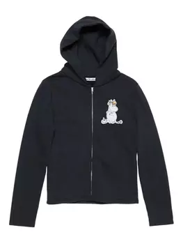 Толстовка с капюшоном на молнии с аппликацией «Единорог» Acne Studios, черный