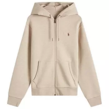 Толстовка с капюшоном на молнии с двойной вязкой Polo Ralph Lauren, бежевый