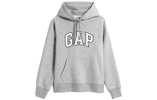 Толстовка с капюшоном на молнии с двойной вязкой, цвет «кедровый вереск» GAP, серый/белый