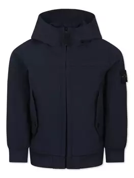 Толстовка с капюшоном на молнии с изображением компаса Stone Island Junior, синий