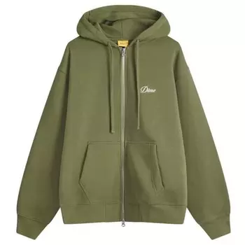 Толстовка с капюшоном на молнии с курсивом Dime, зеленый