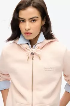 Толстовка с капюшоном на молнии с логотипом Essential Superdry, розовый