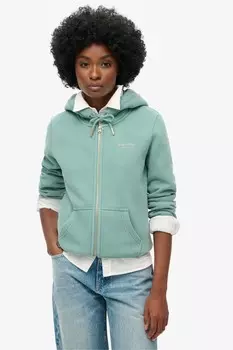 Толстовка с капюшоном на молнии с логотипом Essential Superdry, голубой