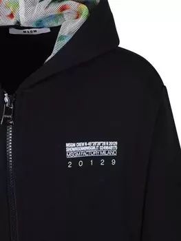 Толстовка с капюшоном на молнии с логотипом MSGM Kids, черный