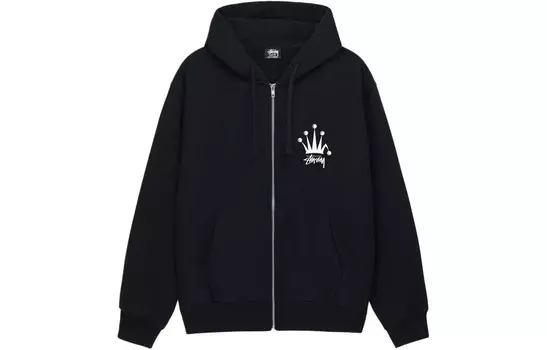 Толстовка с капюшоном на молнии с логотипом Stssy Stussy, серый