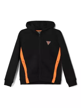 Толстовка с капюшоном на молнии с логотипом guess kids, черный