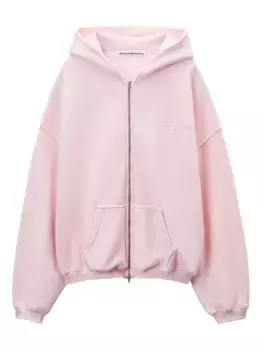 Толстовка с капюшоном на молнии с логотипом Alexander Wang, розовый