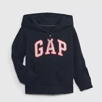 Толстовка с капюшоном на молнии с нашивкой-логотипом Gap, синий