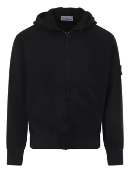 Толстовка с капюшоном на молнии с нашивкой-логотипом Stone Island, черный