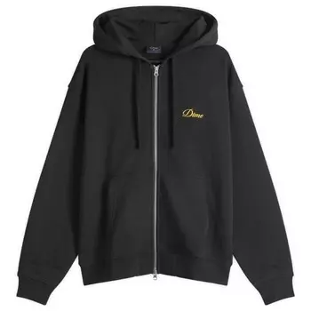 Толстовка с капюшоном на молнии с небольшим курсивным логотипом Dime, черный