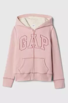Толстовка с капюшоном на молнии с подкладкой из шерпы и логотипом (4 13 лет) Gap, розовый