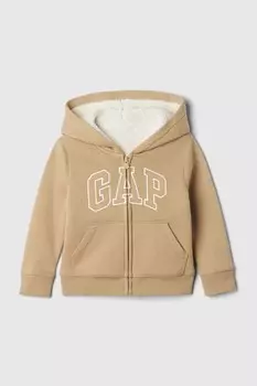 Толстовка с капюшоном на молнии с подкладкой из шерпы и логотипом (6 мес 5 лет) Gap, коричневый