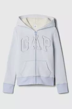 Толстовка с капюшоном на молнии с подкладкой из шерпы и логотипом (4 13 лет) Gap, синий