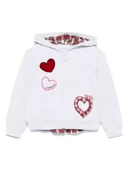 Толстовка с капюшоном на молнии с принтом в виде сердца Monnalisa, серый