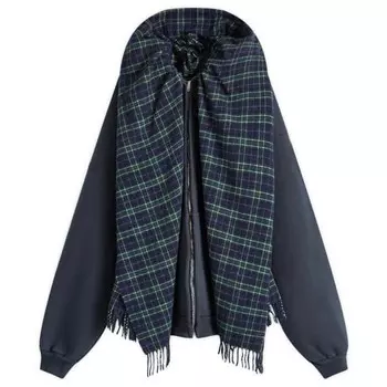Толстовка с капюшоном на молнии с шарфом Balenciaga, черный