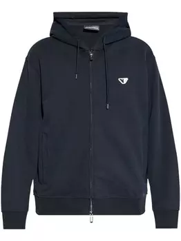 Толстовка с капюшоном на молнии с вышитым логотипом Emporio Armani, синий