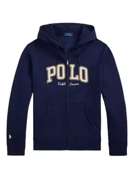 Толстовка с капюшоном на молнии с вышитым логотипом Polo Ralph Lauren, синий