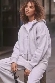 Толстовка с капюшоном на молнии Self., серый