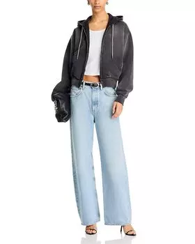 Толстовка с капюшоном на молнии со стразами и завязками alexanderwang.t, черный