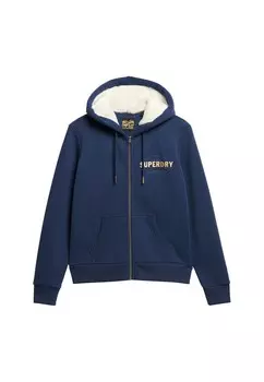 Толстовка с капюшоном на молнии Superdry Luxe, темно-синий