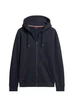 Толстовка с капюшоном на молнии Superdry Zip-Up Hoodie Essential, морской синий