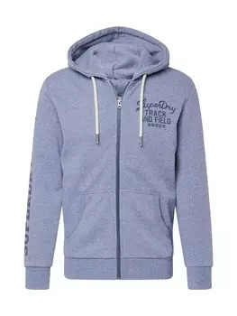 Толстовка с капюшоном на молнии Superdry Zip-Up Hoodie Athletic, цвет dark blue/mottled blue