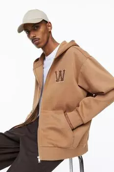 Толстовка с капюшоном на молнии свободного кроя H&amp;M, темно-бежевый/w