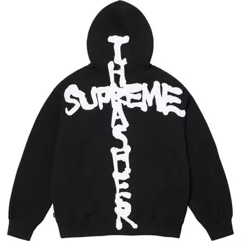 Толстовка с капюшоном на молнии Thrasher Supreme, Stone White/Stone