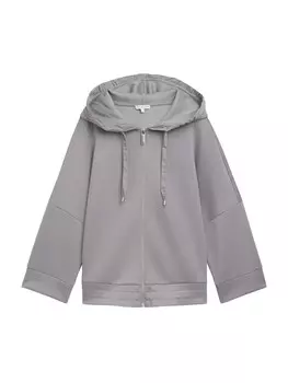 Толстовка с капюшоном на молнии TOM TAILOR, серый