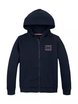 Толстовка с капюшоном на молнии TOMMY HILFIGER, темно-синий
