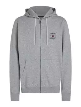 Толстовка с капюшоном на молнии TOMMY HILFIGER, пятнистый серый