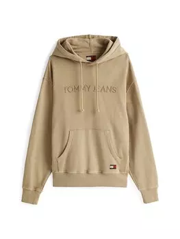Толстовка с капюшоном на молнии Tommy Jeans Tonal Embroidery, светло-коричневый