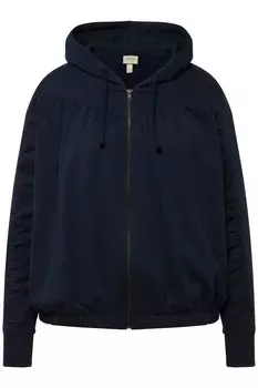 Толстовка с капюшоном на молнии Ulla Popken Zip-Up Hoodie, морской синий