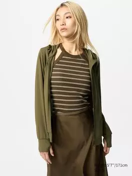 Толстовка Uniqlo IRism Mesh UV Protection на молнии, оливковый