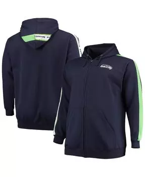 Толстовка с капюшоном на молнии во всю длину для мужчин college navy seattle seahawks big and tall Fanatics, синий