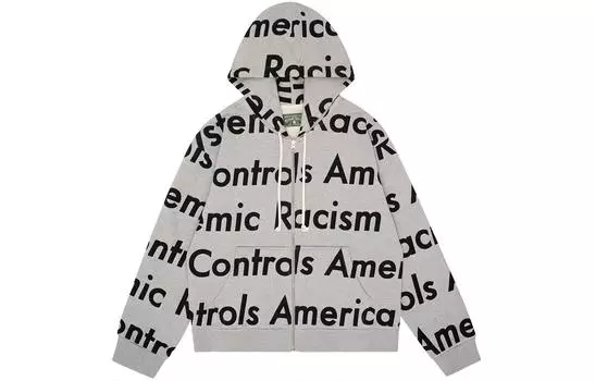 Толстовка с капюшоном на молнии X Arthur Jafa «Системный расизм контролирует Америку» Denim Tears, серый