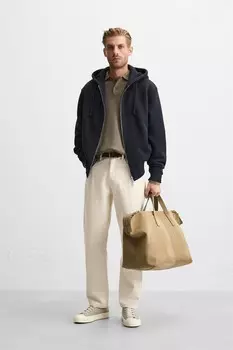 Толстовка с капюшоном на молнии ZARA, темно-синий
