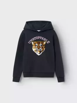 Толстовка с капюшоном Name It "NKFRIMINNA LS SHORT LOOSE SWEAT WH BRU", цвет India Ink