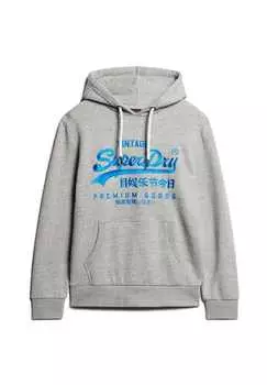 Толстовка с капюшоном - неоновый vi графический логотип монохромный Superdry., серый