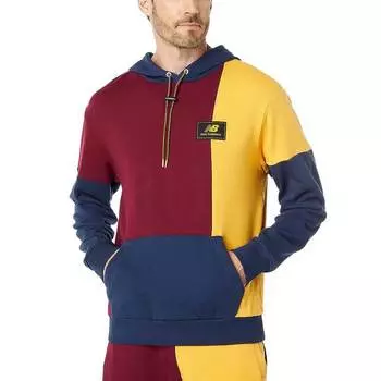Толстовка с капюшоном New Balance Athletics Fleece, бордовый/синий/желтый